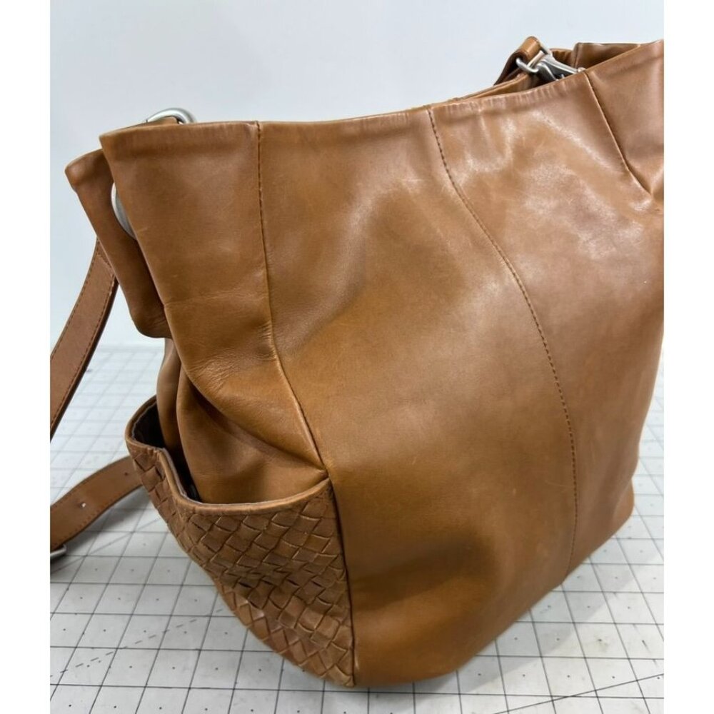 Liebeskind Berlin Jay Leather Hobo Bag Woven Cognac Shoulder Crossbody - Picture 4 of 13